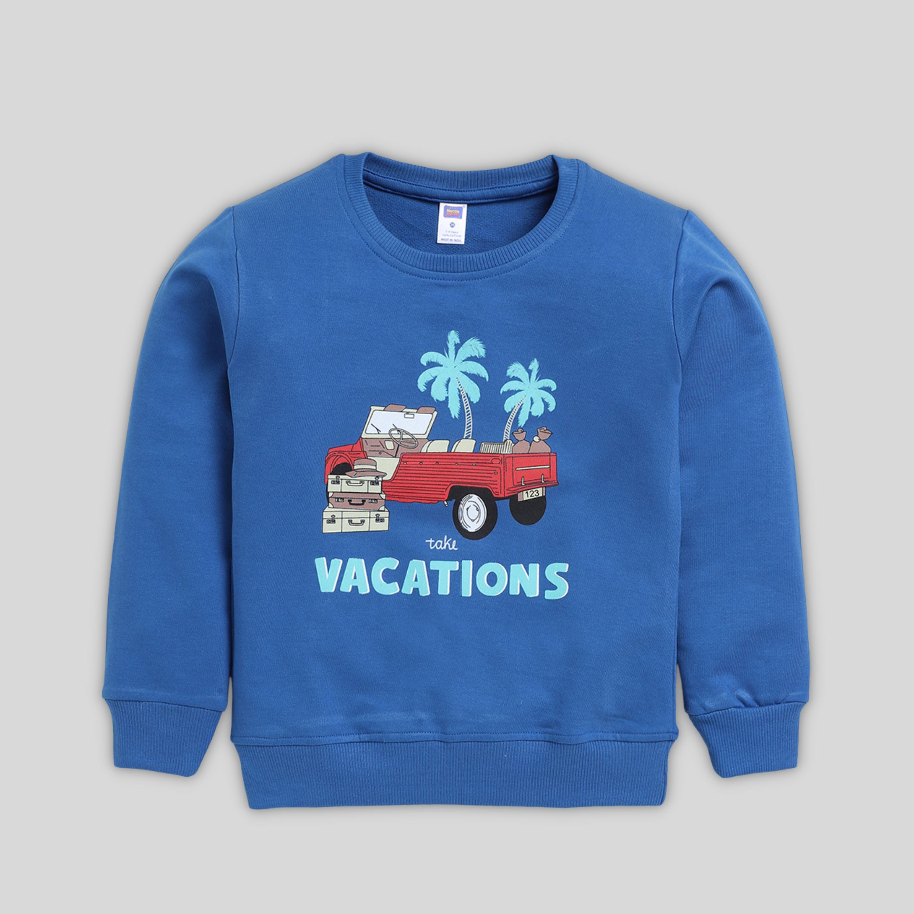 Printed Sweatshirt For Boy- Blue Berry