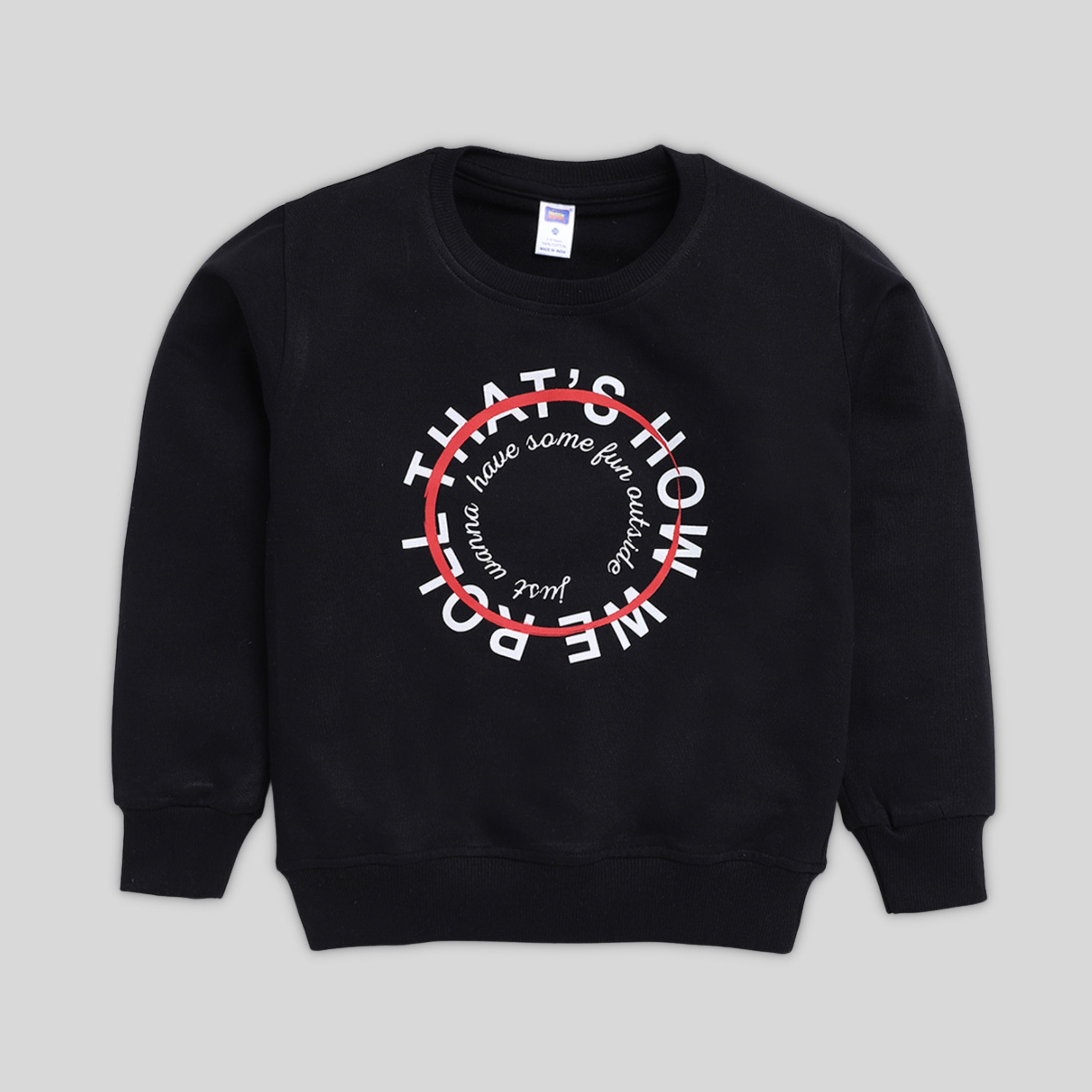 Printed Sweatshirt For Boy- Black