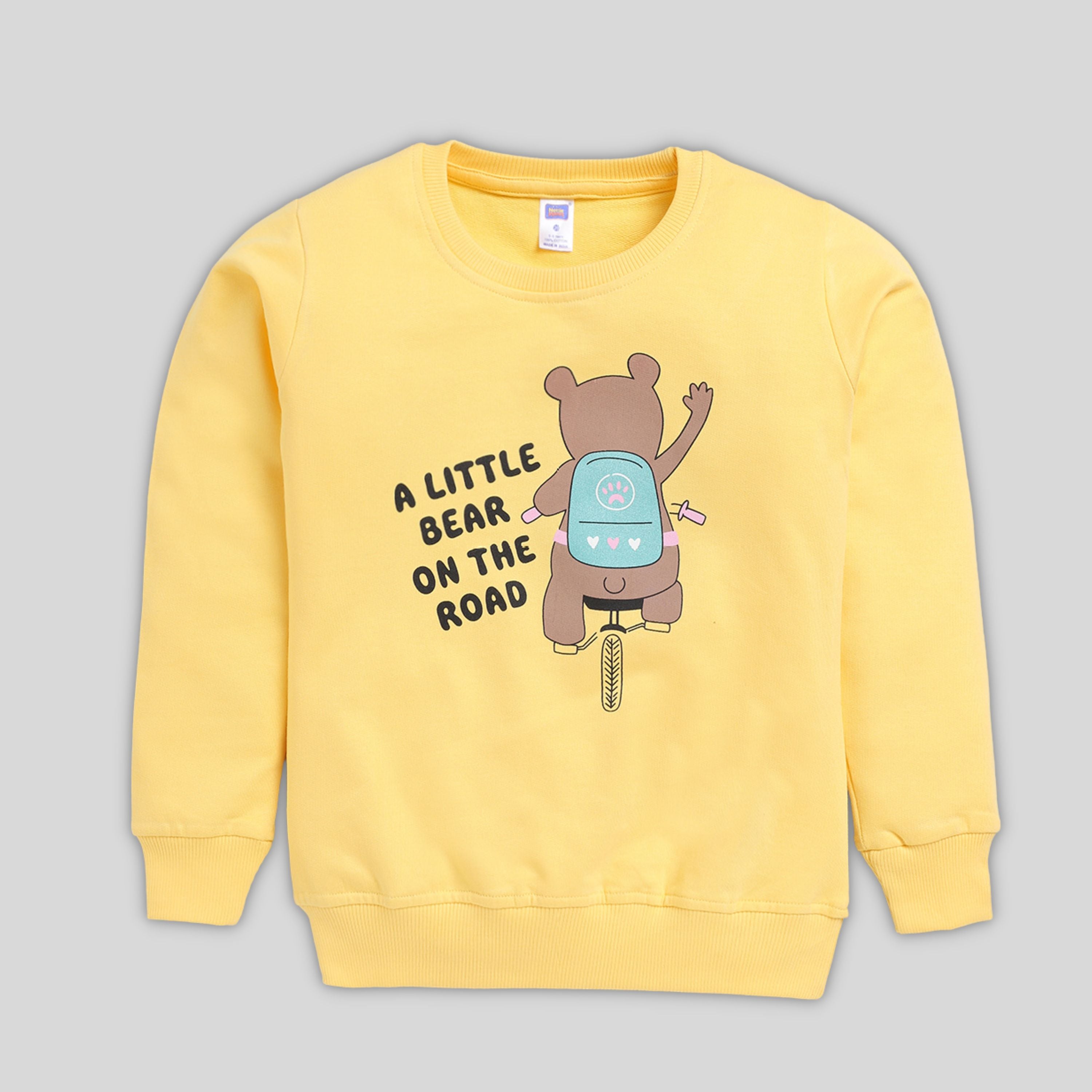 Printed Sweatshirt For Girl- Gold