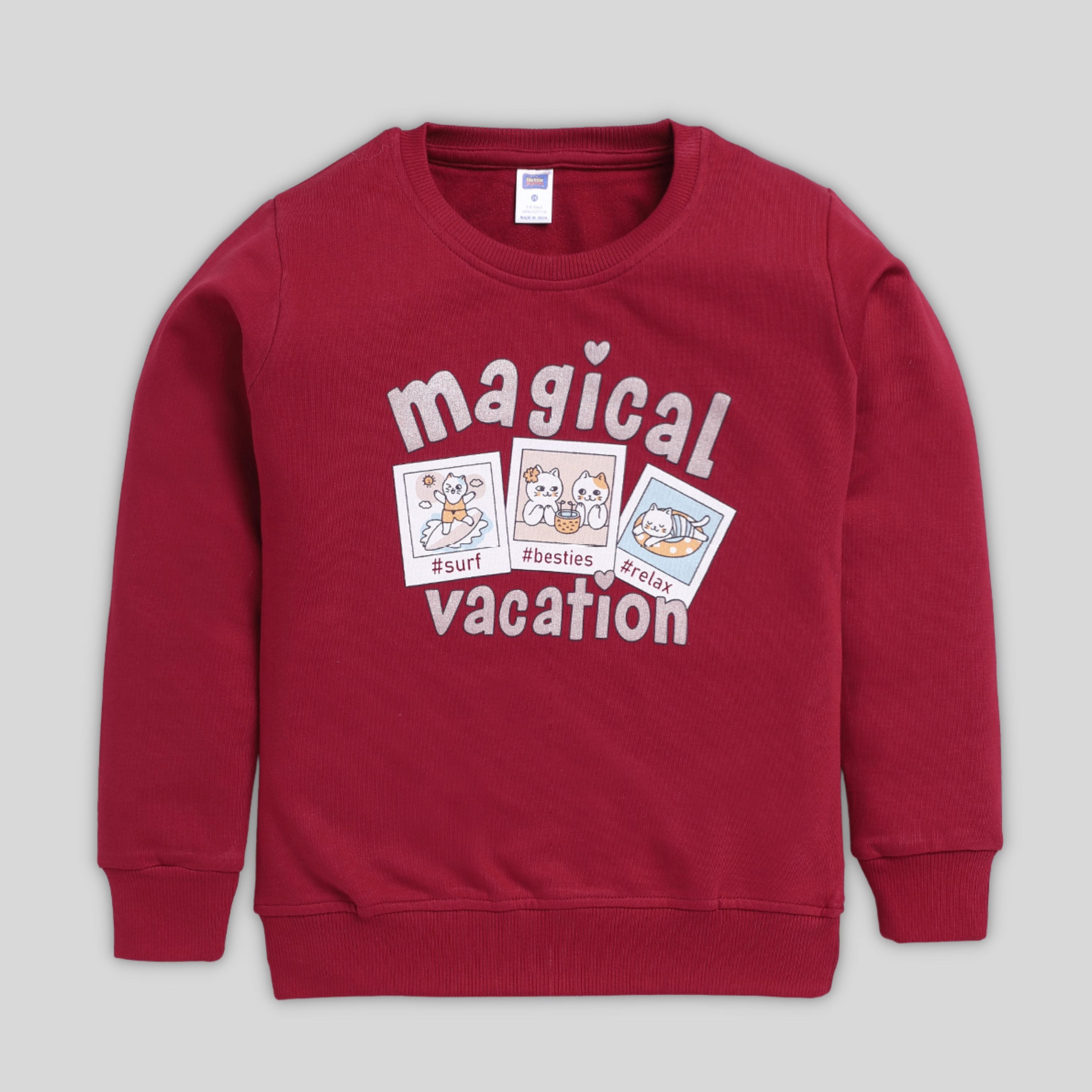 Printed Sweatshirt For Girl- Maroon