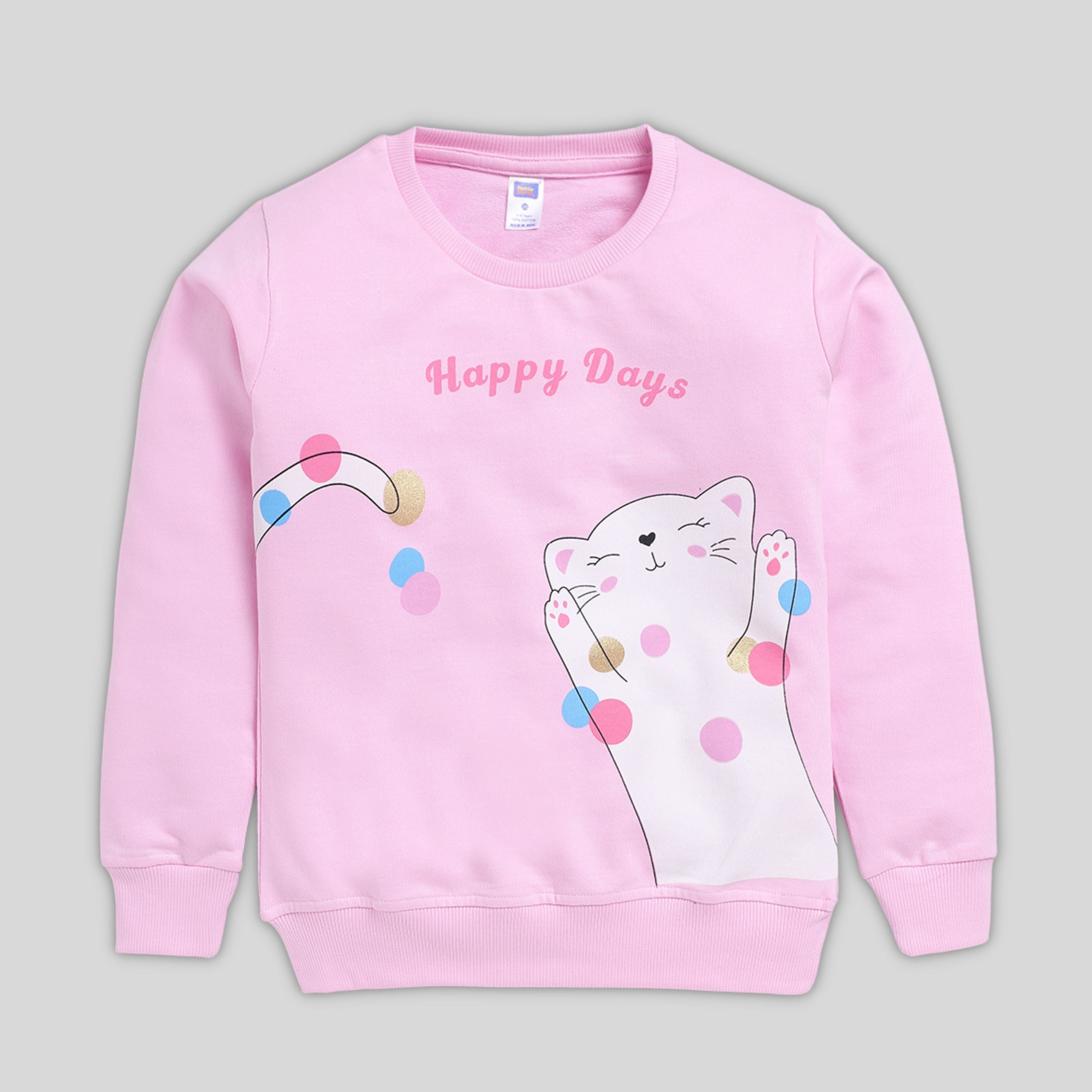 Printed Sweatshirt For Girl- Navy