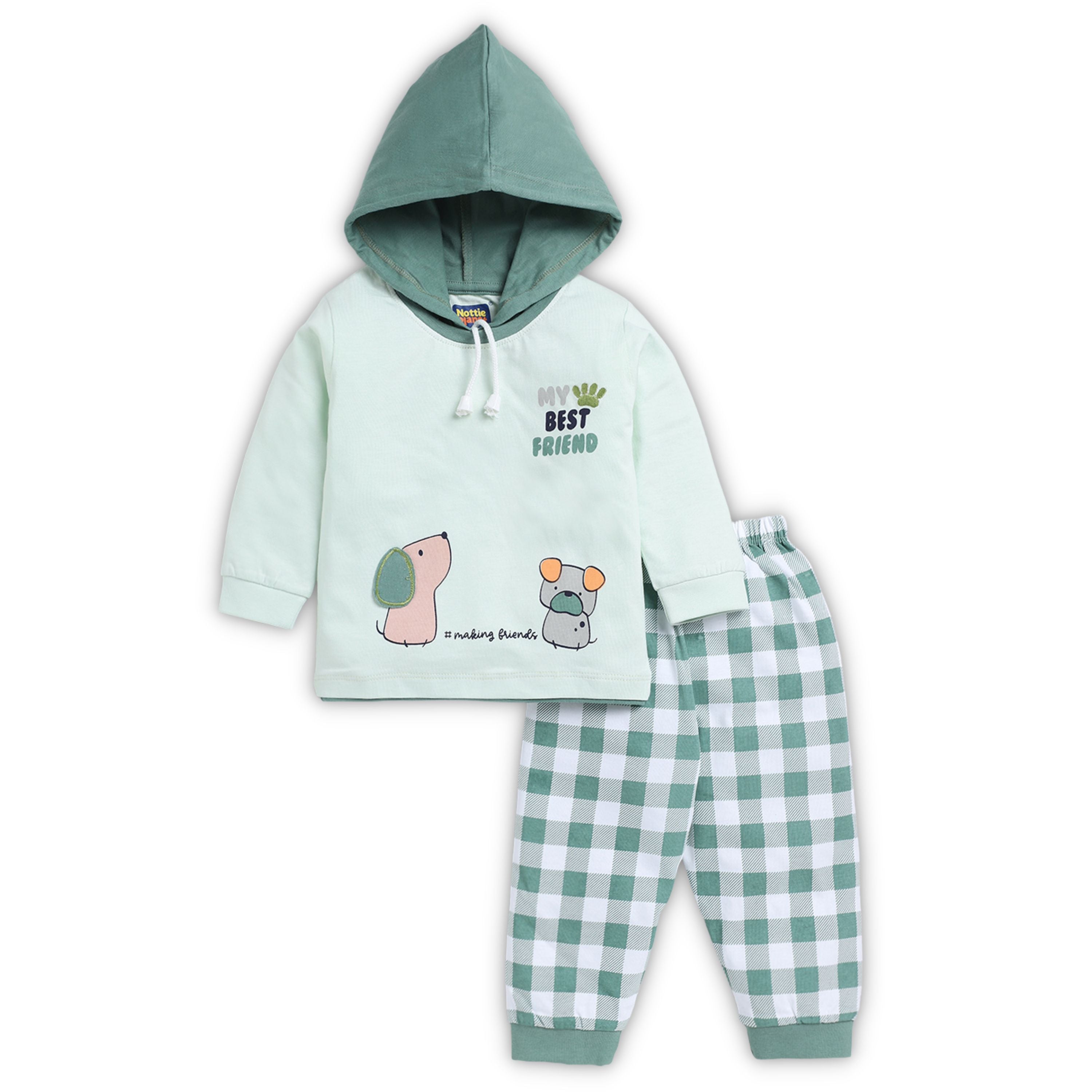 HOODED CLOTHING SET FOR BOY - OLIVE GREEN