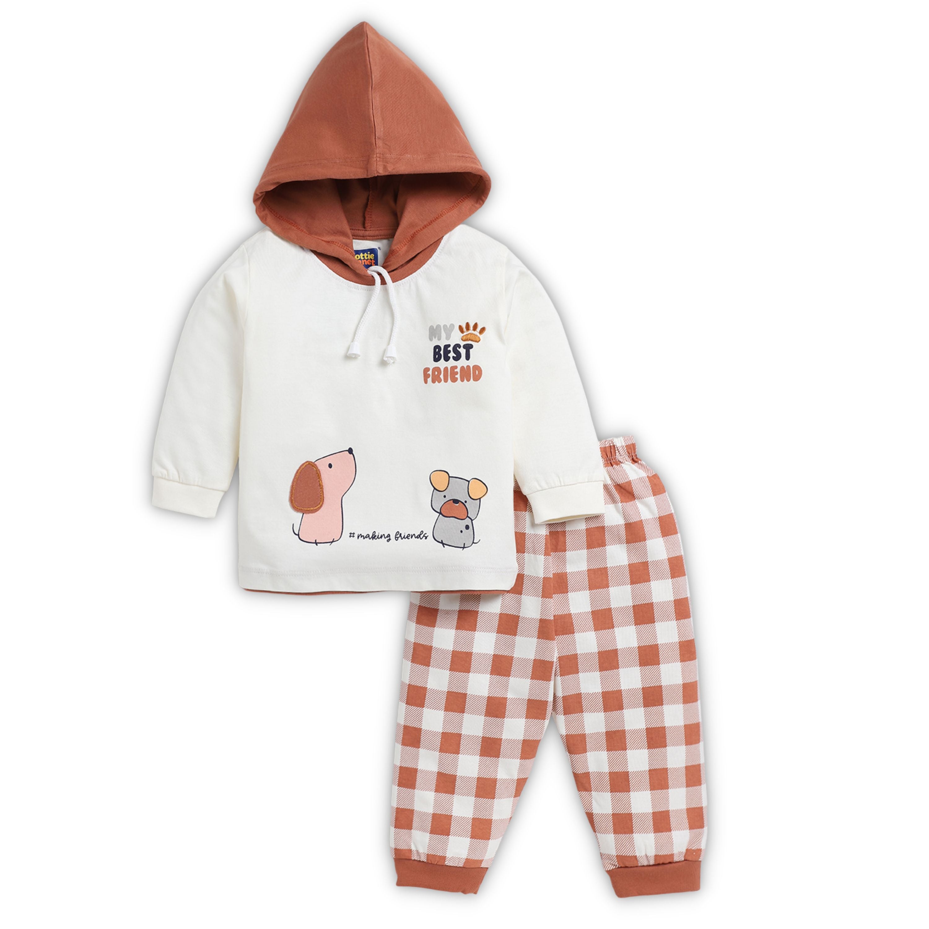 HOODED CLOTHING SET FOR BOY - D.BROWN