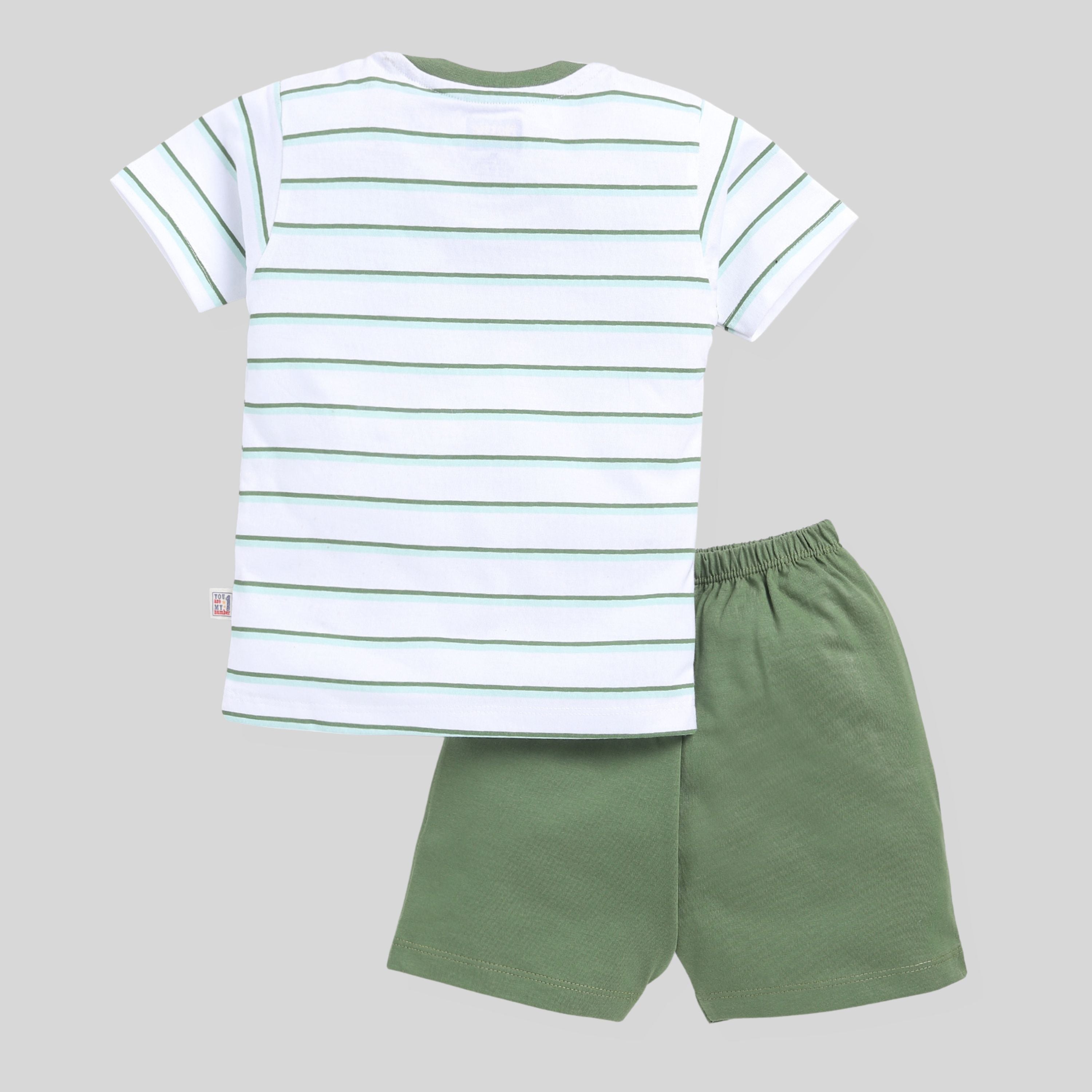 Half Sleeves Printed Boy Set - Green