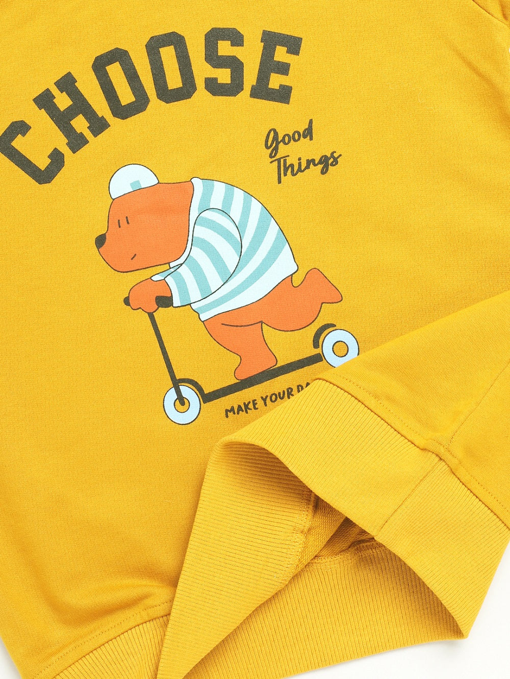 Printed Sweatshirt For Boy- Mustard
