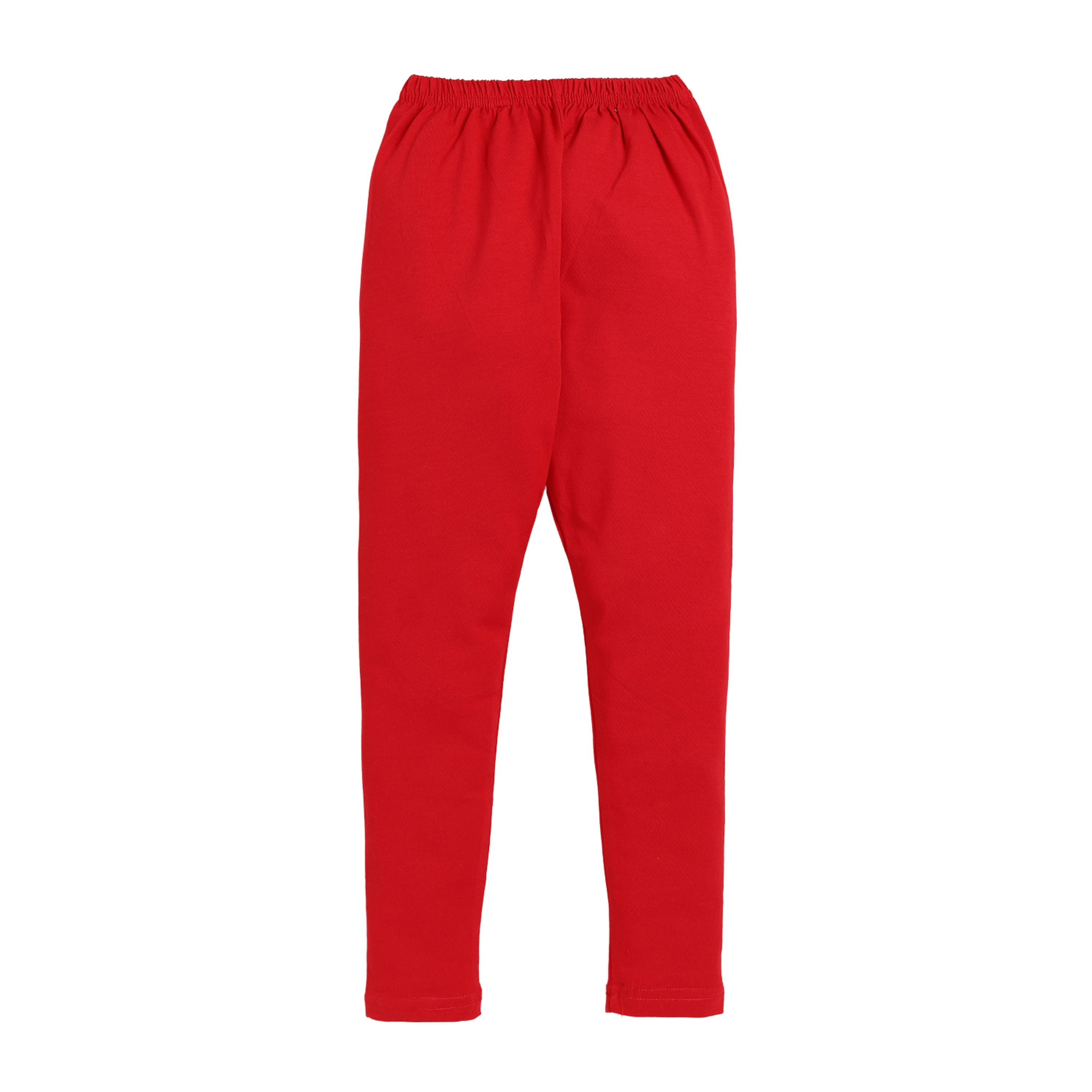Stretchable Leggings For Girl's - RED