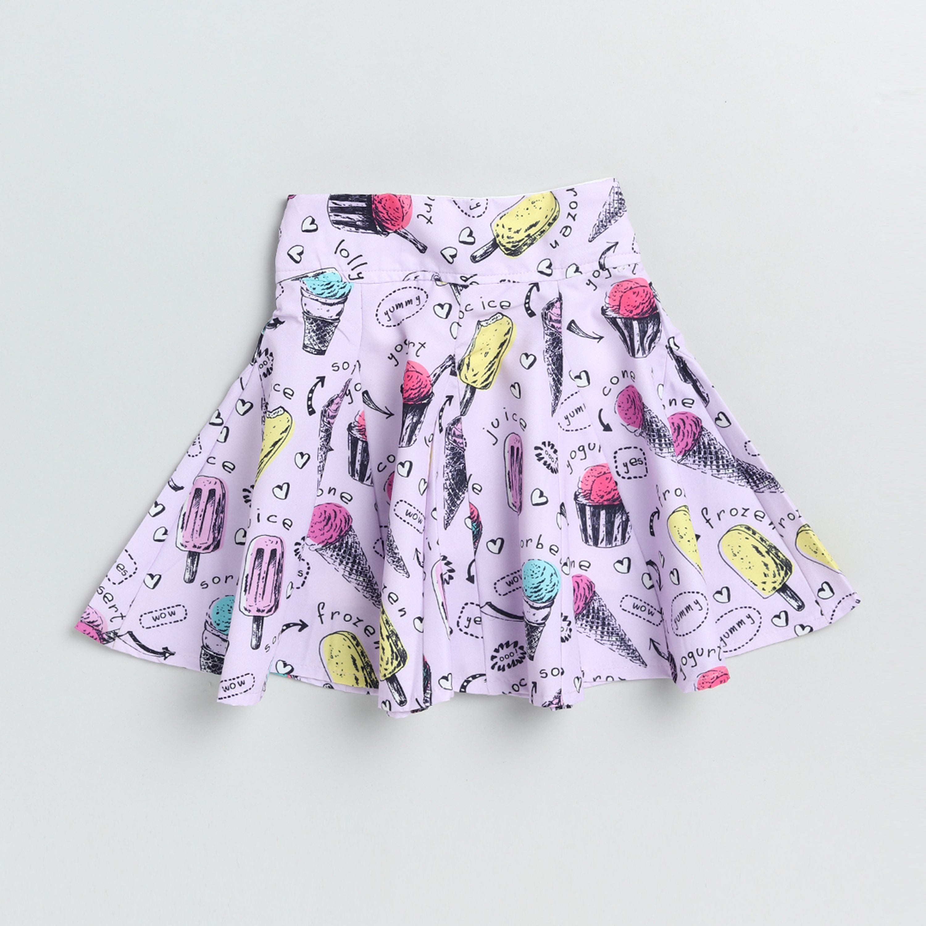 Typography Printed Top With Skirt- Pink