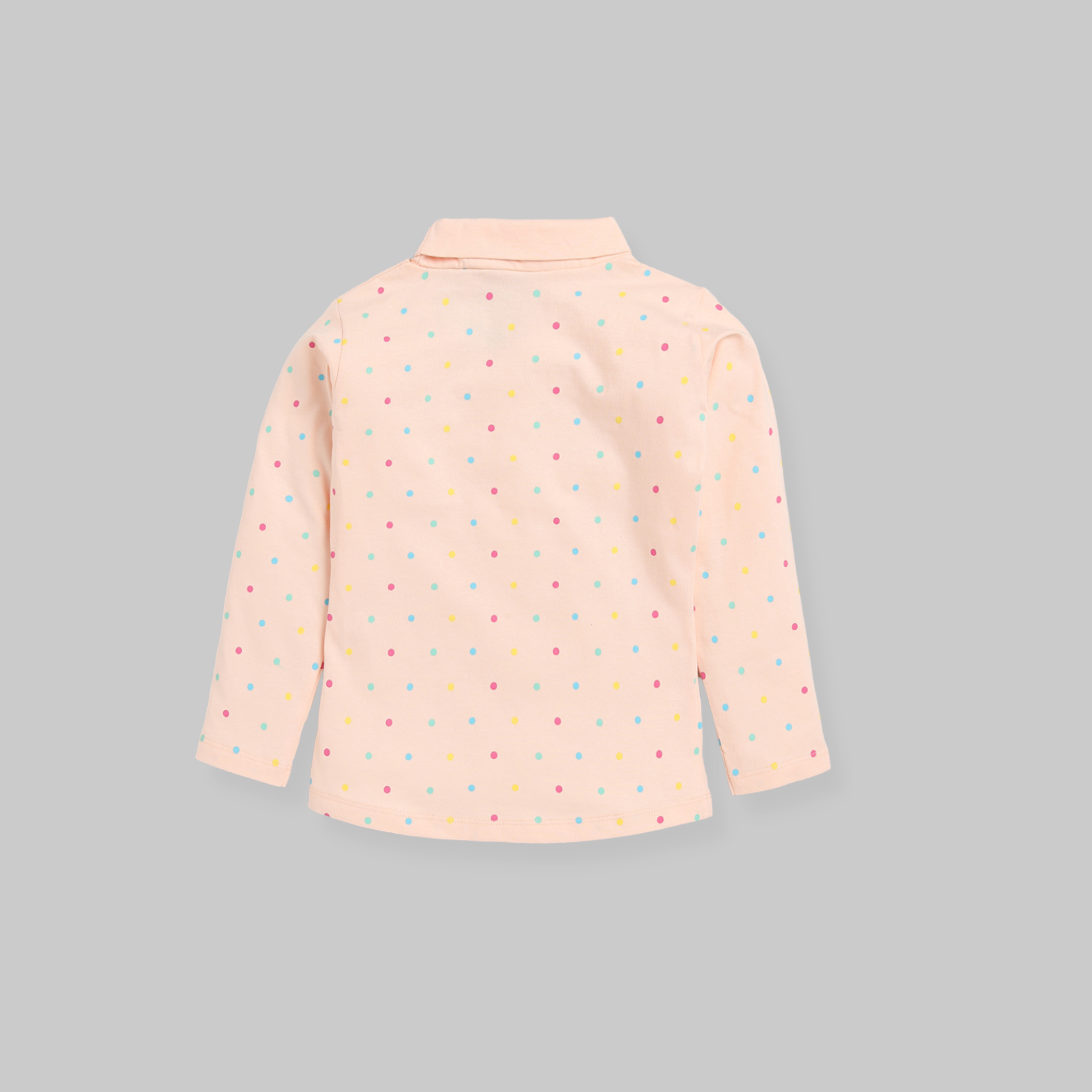 Full Sleeve Printed Top for Girls - Peach