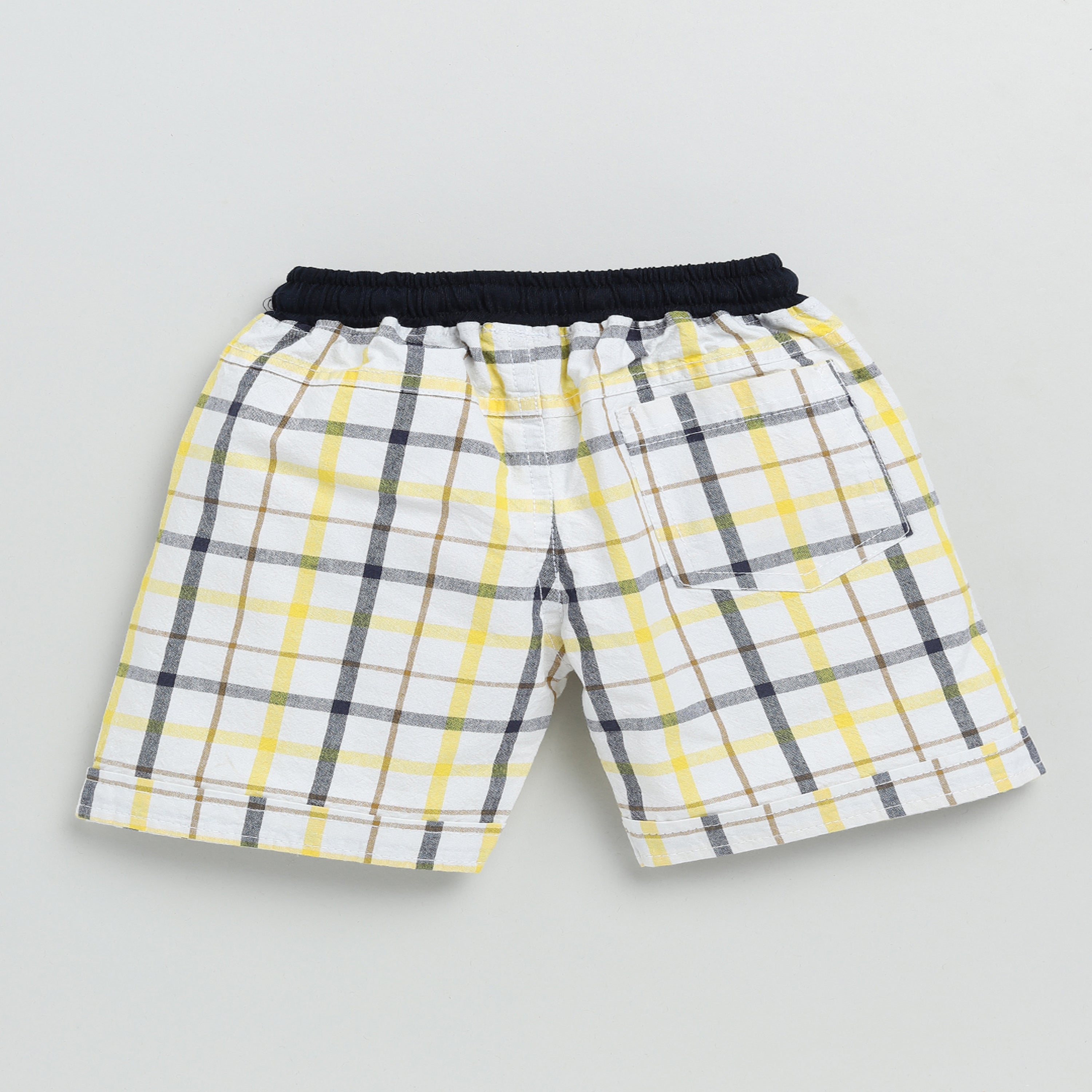 Check Print Knee Length Boy's Shorts- Yellow
