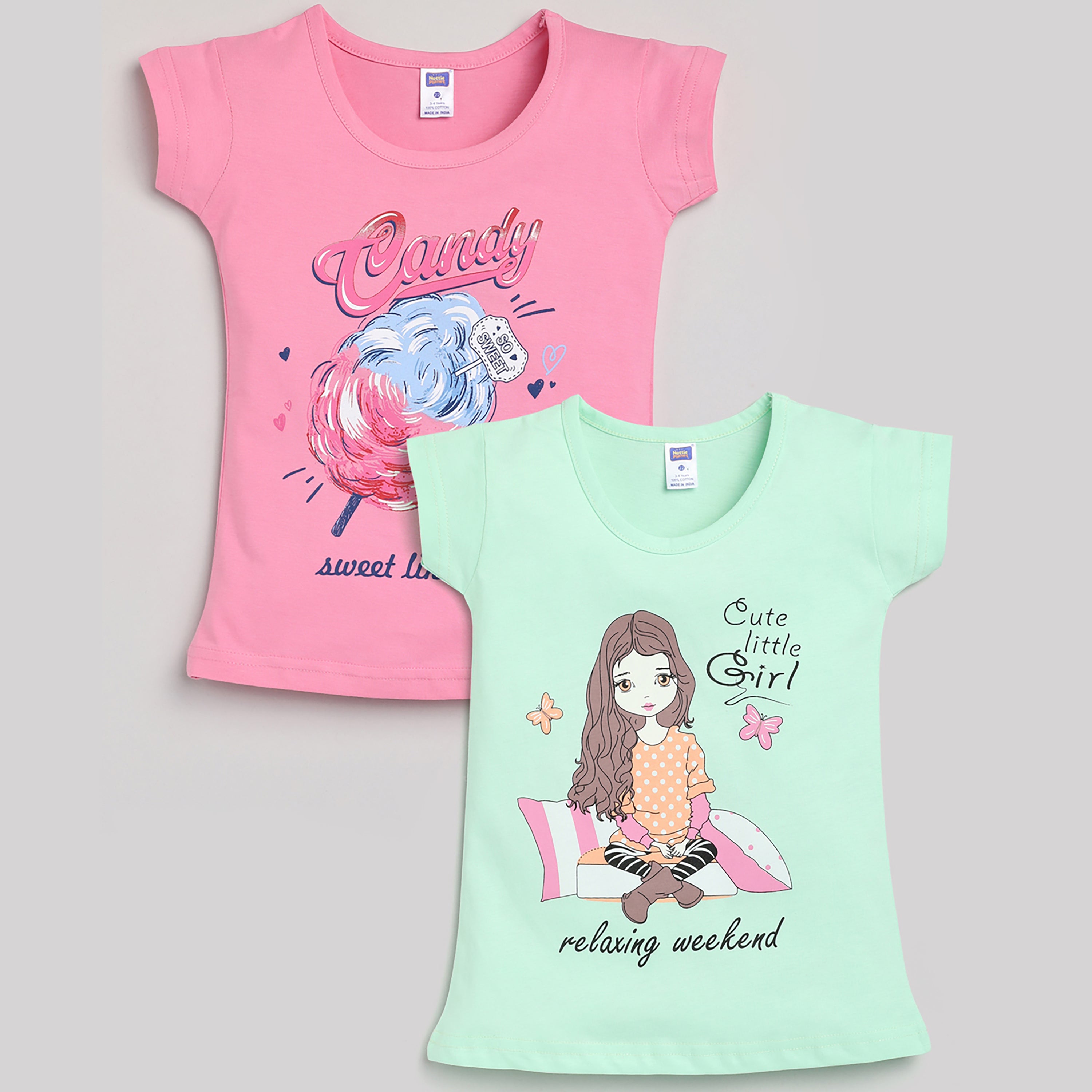 T-Shirt Pack of 2 - Green & Pink